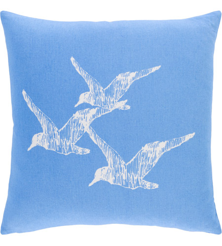 Surya SLF006-1818 Sea Life 18 X 18 inch Bright Blue/White Pillow Cover, Square photo