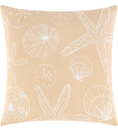 Surya SLF009-1818 Sea Life 18 X 18 inch Wheat/White Pillow Cover, Square