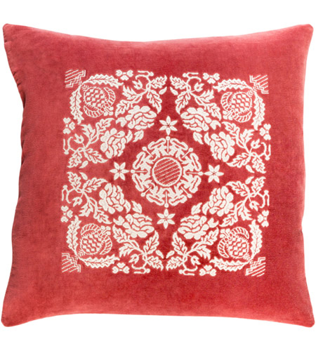 Surya SMI004-2020 Smithsonian 20 X 20 inch Red and Off-White Pillow Cover