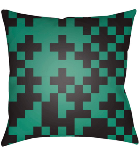 Surya SN002-1818 Scandanavian 18 X 18 inch Emerald and Black Outdoor Throw Pillow