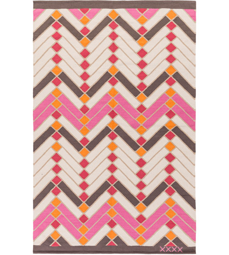 Surya SNH8003-576 Savannah 90 X 60 inch Pink and Red Area Rug, Cotton