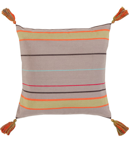 Surya SS001-1818 Stadda Stripe 18 inch Bright Orange, Olive, Taupe Pillow Cover