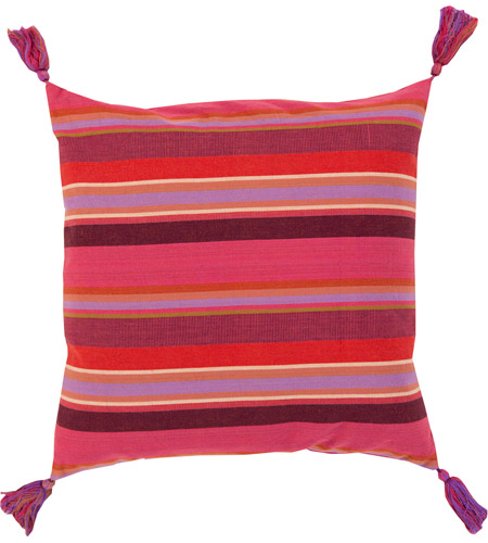 Surya SS002-1818P Stadda Stripe 18 inch Bright Purple, Burnt Orange, Burgundy Pillow Kit