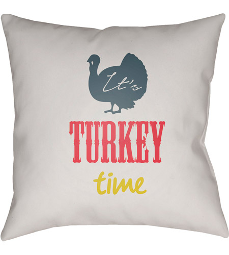 Surya TME003-2020 Its Turkey Time 20 X 20 inch White and Blue Outdoor Throw Pillow