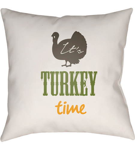 Surya TME004-2020 Its Turkey Time 20 X 20 inch White and Brown Outdoor Throw Pillow