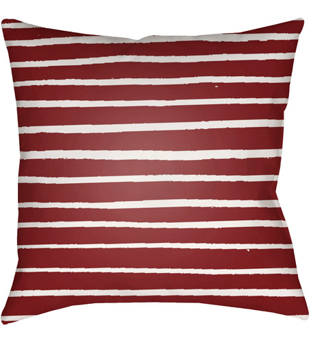 Surya WRAN009-1818 Stripes 18 X 18 inch Red and White Outdoor Throw Pillow photo