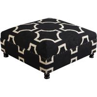 Surya FL1003-323216 Signature 16 inch Black and Beige Ottoman, Square, Wood Base, Hand Woven photo thumbnail
