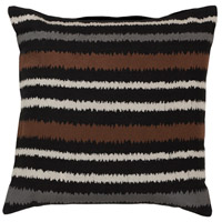 Surya AR101-1818D Ikat Stripe 18 inch Black, Dark Brown, Cream, Medium Gray Pillow Kit thumb