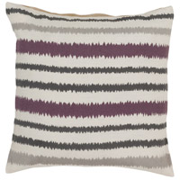 Surya AR105-2222P Ikat Stripe 22 inch Charcoal, Medium Gray, Cream, Bright Purple Pillow Kit thumb