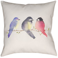 Surya CHICK010-2020 Silly Birds 20 X 20 inch White and Brown Outdoor Throw Pillow thumb