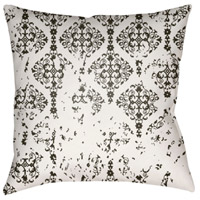 Surya DK012-1818 Moody Damask 18 X 18 inch White and Black Outdoor Throw Pillow thumb