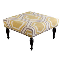 Surya FL1020-808045 Signature 18 inch Green and Beige Ottoman, Square, Wood Base, Hand Woven thumb