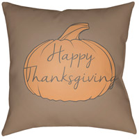 Surya HPY003-2020 Happy Thanksgiving 20 X 20 inch Grey and Orange Outdoor Throw Pillow thumb