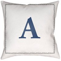 Surya INT001-2020 Initials 20 X 20 inch White and Blue Outdoor Throw Pillow thumb