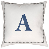 Surya INT001-2020 Initials 20 X 20 inch White and Blue Outdoor Throw Pillow int001.jpg thumb