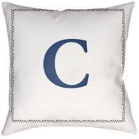 Surya INT003-2020 Initials 20 X 20 inch White and Blue Outdoor Throw Pillow thumb