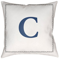 Surya INT003-2020 Initials 20 X 20 inch White and Blue Outdoor Throw Pillow int003.jpg thumb