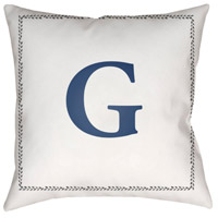 Surya INT007-2020 Initials 20 X 20 inch White and Blue Outdoor Throw Pillow int007.jpg thumb