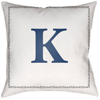 Surya INT011-2020 Initials 20 X 20 inch White and Blue Outdoor Throw Pillow thumb