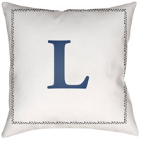 Surya INT012-2020 Initials 20 X 20 inch White and Blue Outdoor Throw Pillow thumb