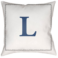 Surya INT012-2020 Initials 20 X 20 inch White and Blue Outdoor Throw Pillow int012.jpg thumb