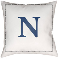 Surya INT014-1818 Initials 18 X 18 inch White and Blue Outdoor Throw Pillow thumb