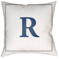 Surya INT018-2020 Initials 20 X 20 inch White and Blue Outdoor Throw Pillow int018.jpg thumb