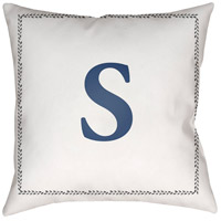 Surya INT019-1818 Initials 18 X 18 inch White and Blue Outdoor Throw Pillow thumb