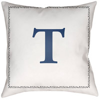Surya INT020-1818 Initials 18 X 18 inch White and Blue Outdoor Throw Pillow thumb