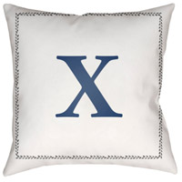 Surya INT024-2020 Initials 20 X 20 inch White and Blue Outdoor Throw Pillow int024.jpg thumb