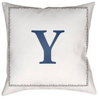 Surya INT025-2020 Initials 20 X 20 inch White and Blue Outdoor Throw Pillow int025.jpg thumb