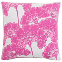 Surya JA004-1818D Japanese Floral 18 inch White, Bright Pink Pillow Kit photo thumbnail