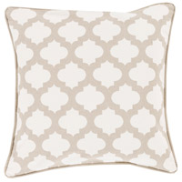 Surya MPL007-2020P Moroccan Printed Lattice 20 X 20 inch White and Taupe Throw Pillow photo thumbnail