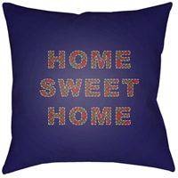 Surya PLAID017-2020 Home Sweet Home 20 X 20 inch Navy and Red Outdoor Throw Pillow thumb