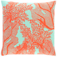 Surya SLF002-1818 Sea Life 18 X 18 inch Mint/Bright Orange Pillow Cover, Square thumb