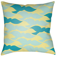Surya SN014-2020 Scandanavian 20 X 20 inch Bright Yellow and Sky Blue Outdoor Throw Pillow thumb
