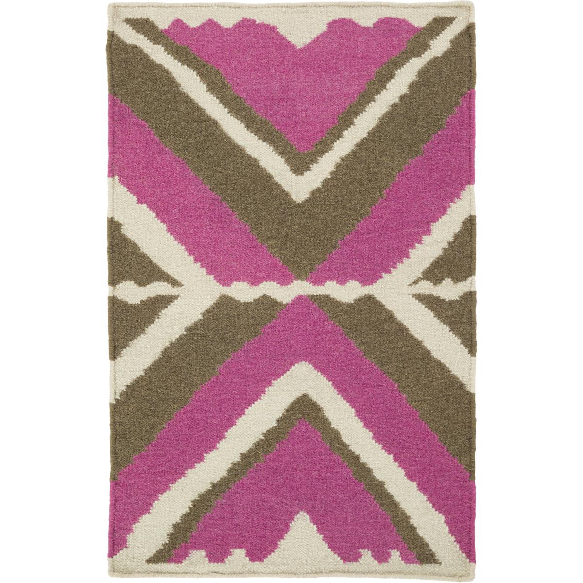 Surya AMD102523 Alameda 36 X 24 inch Bright Pink Dark Brown Khaki Rug