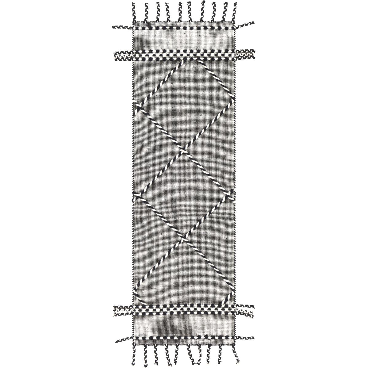 APA2306-268 2 ft. 6 in. x 8 ft. Apache Hand Woven Rug, Black & Cream