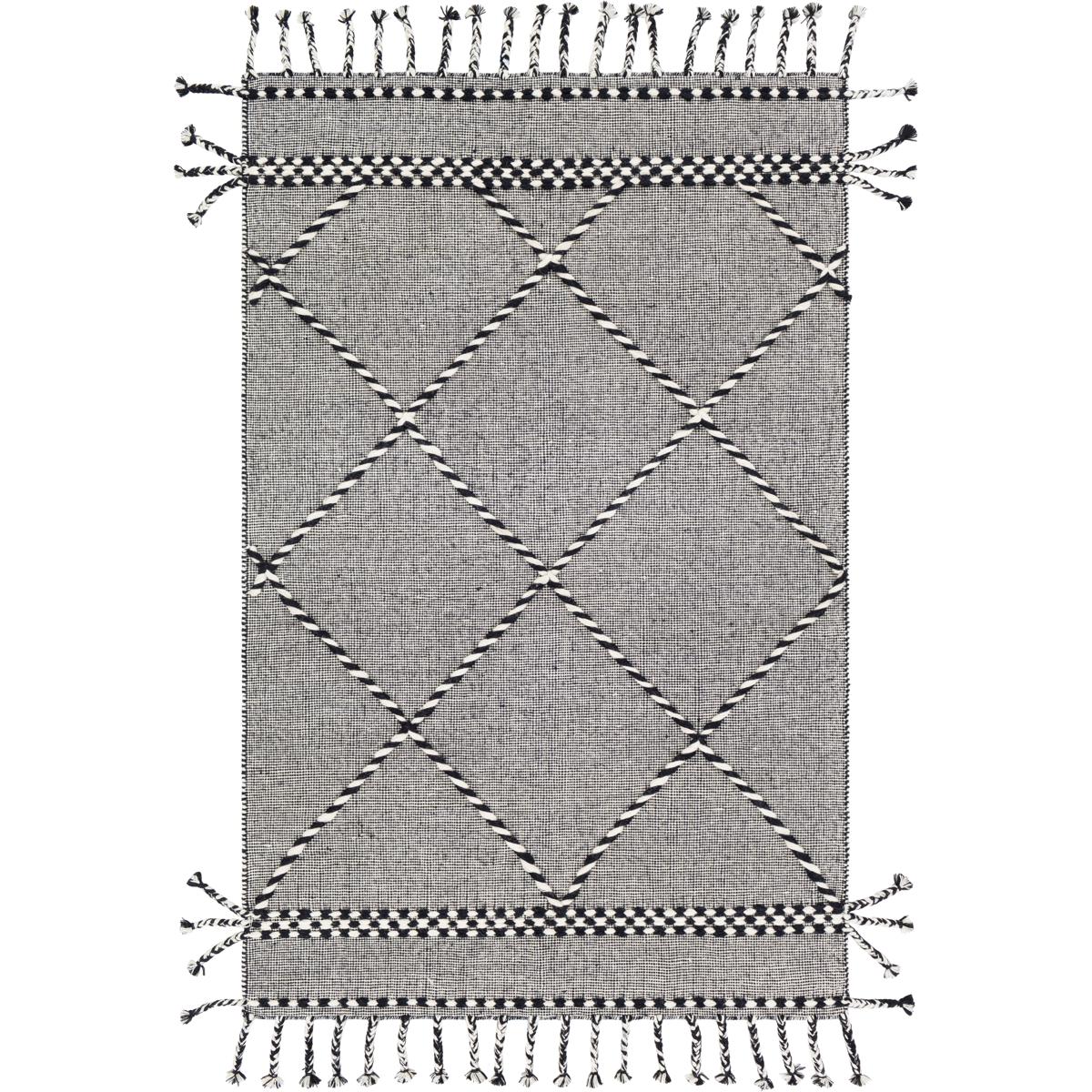 APA2306-264 2 ft. 6 in. x 4 ft. Apache Hand Woven Rug, Black & Cream