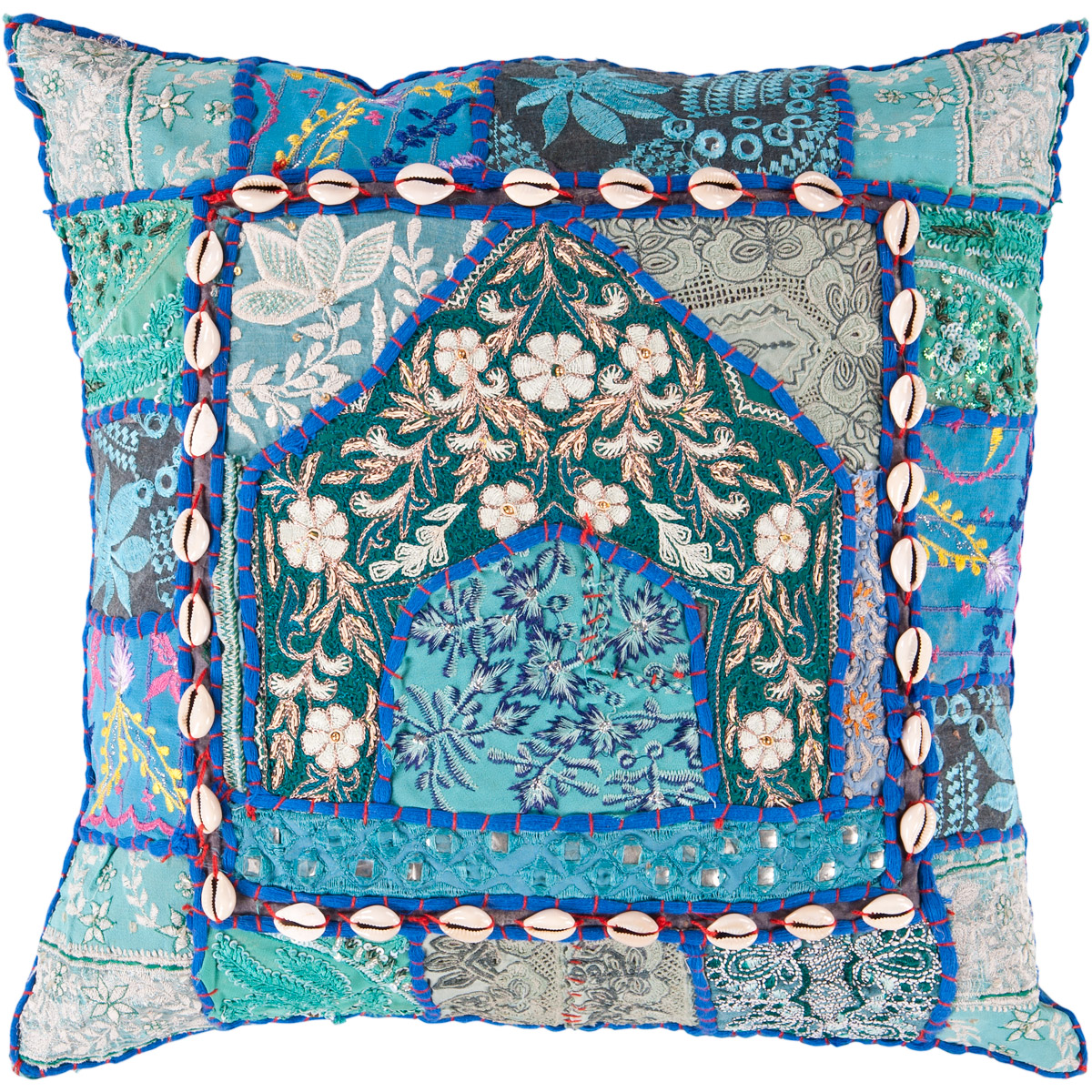 Surya AR069-2222P Karma 22 inch Sky Blue and Dark Green Pillow Kit