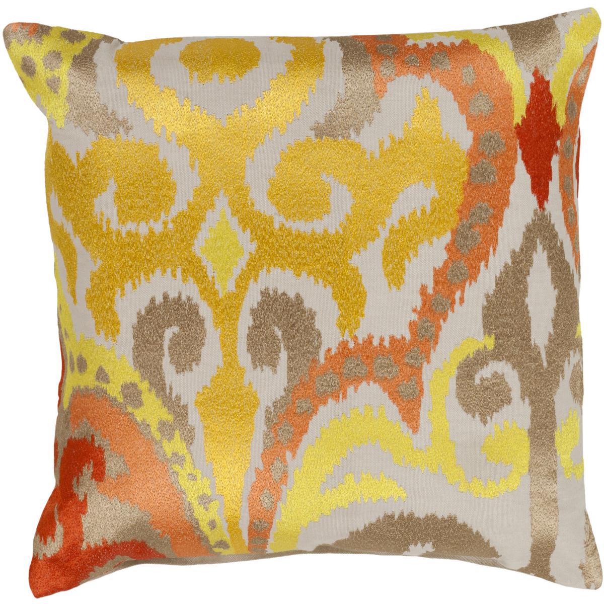Surya AR072-2222P Ara Light Beige/Orange/Camel/Mustard Accent Pillow in 22 x 22