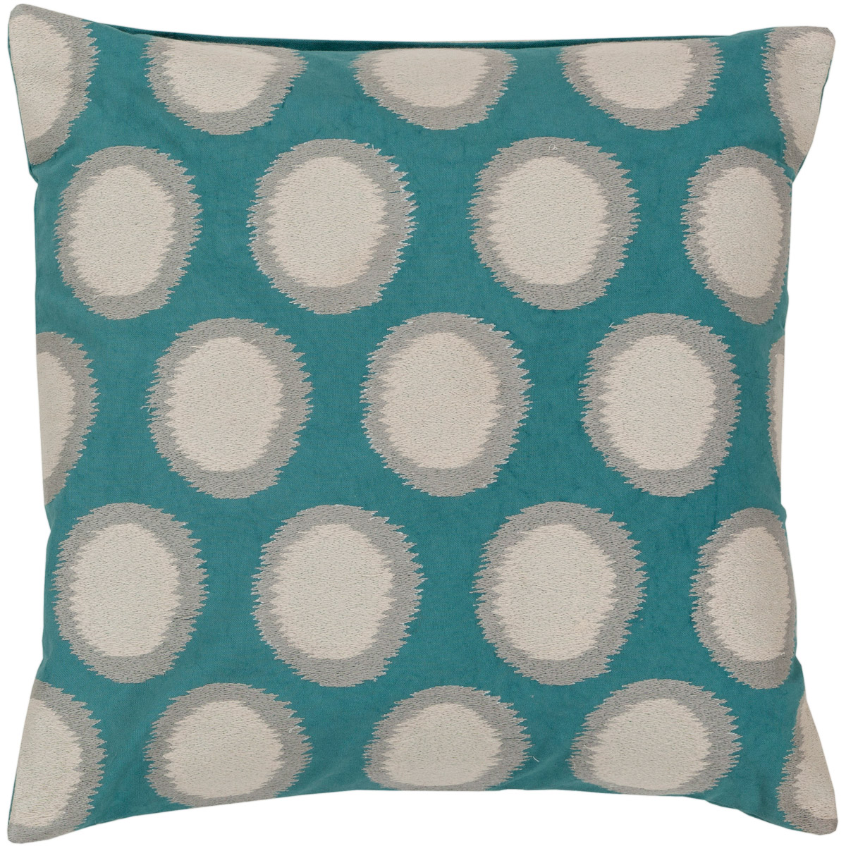 Surya AR095-2222P Ikat Dots 22 inch Cream, Teal, Medium Gray Pillow Kit