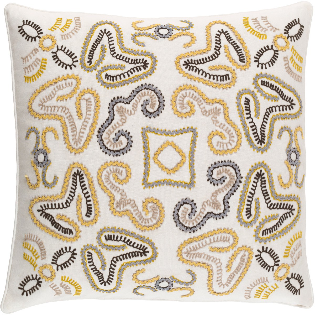 Surya AVN003-1818D Avana 18 X 18 inch Cream and Bright Yellow Throw Pillow