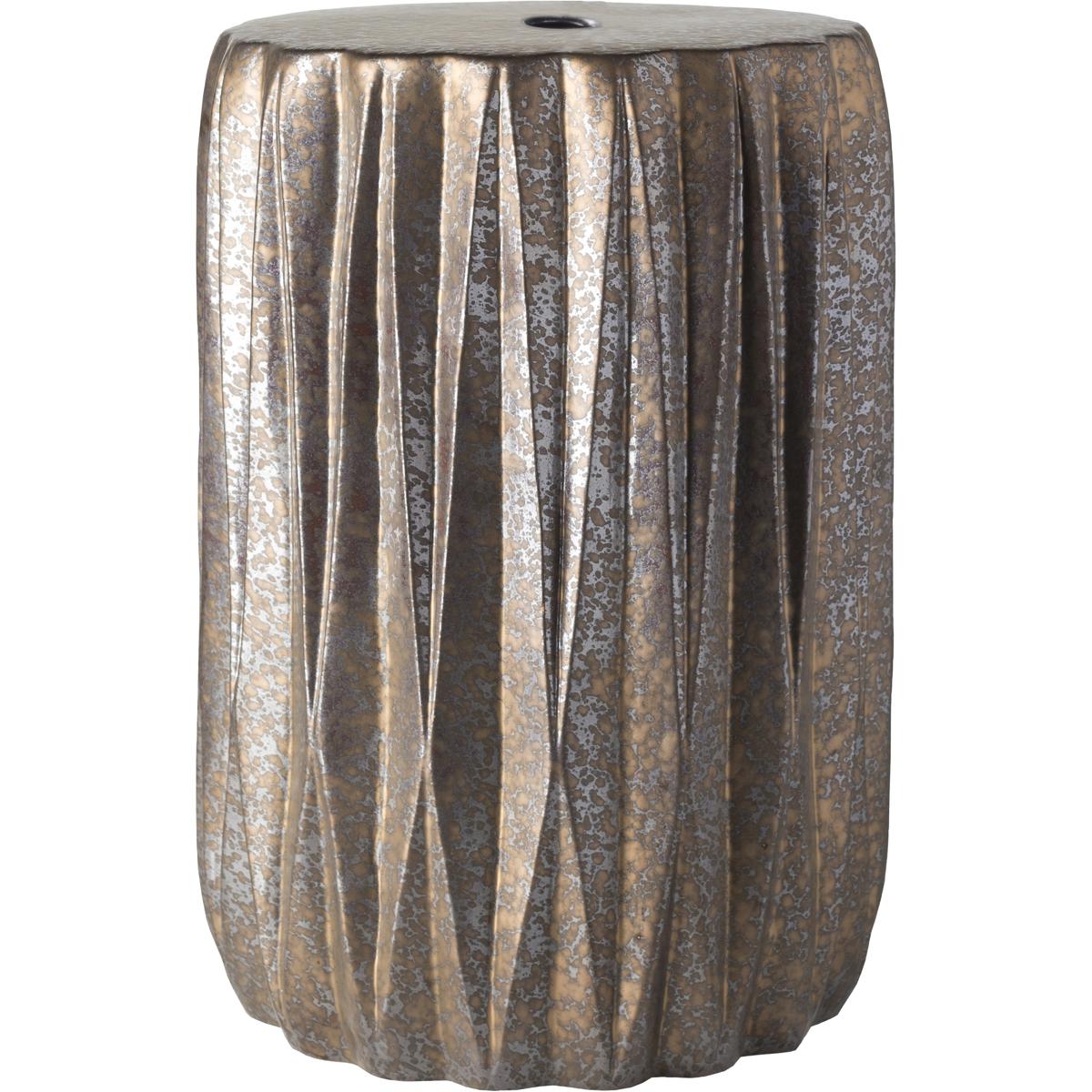 Surya Outdoor Aynor Metallic Silver Gold Ceramic Round Garden Stool
