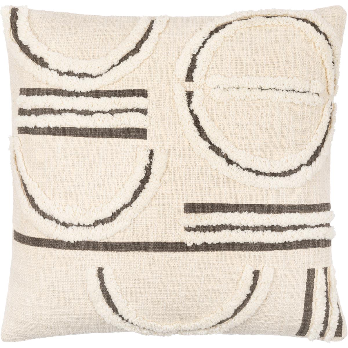 AZB004-2222P 22 x 22 in. Azibo Collection AZB-004 Polyester Pillow Kit - Charcoal, Cream & Light Beige