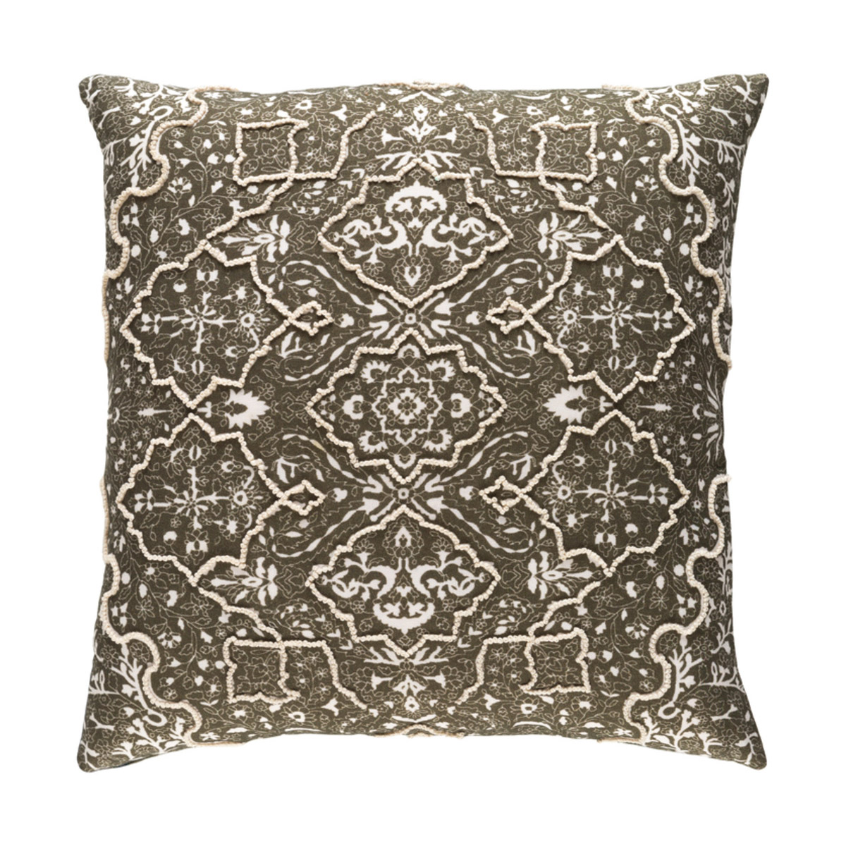 Surya BAT003-1818D Batik 18 X 18 inch Dark Brown and White Pillow