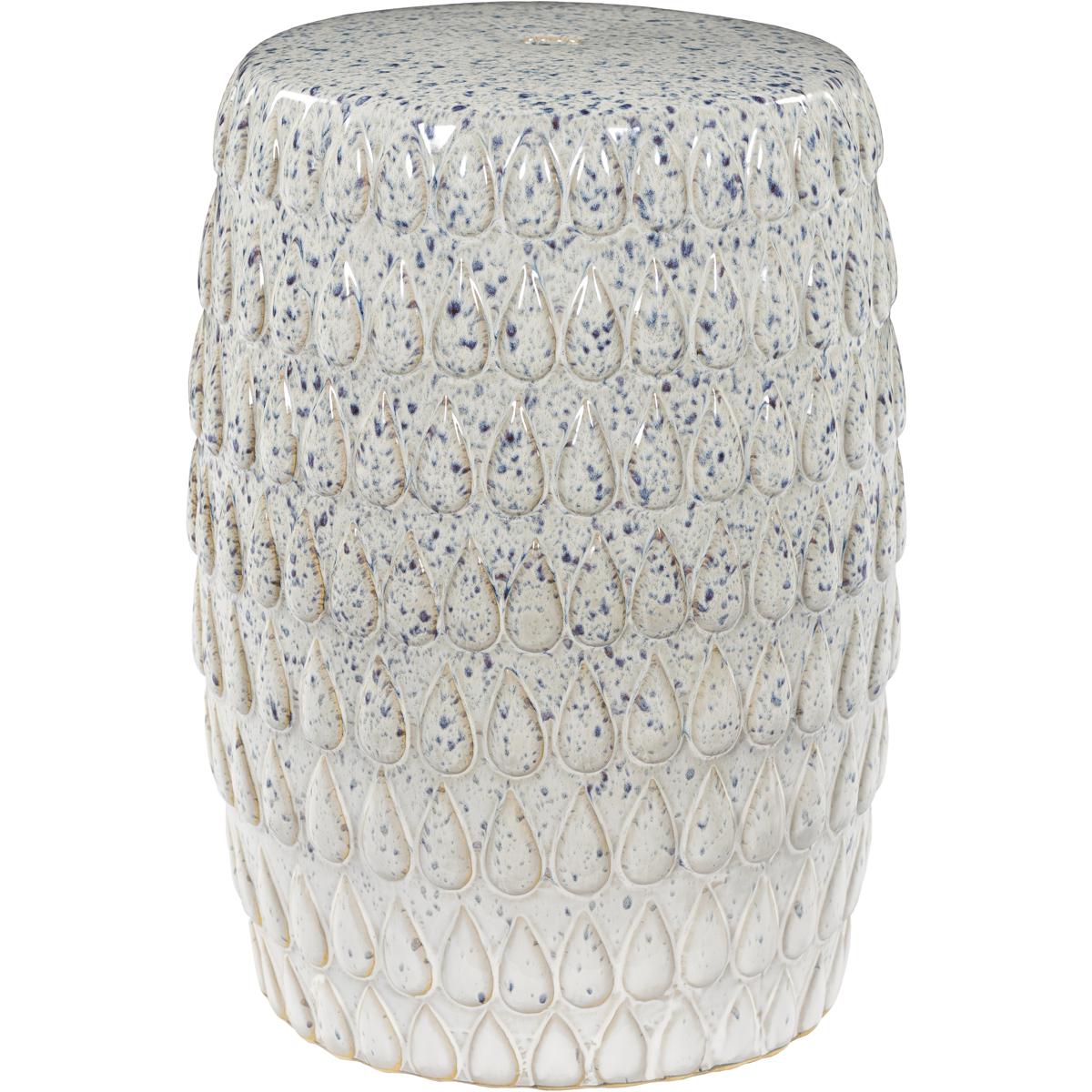 Surya Outdoor Blackwell Glazed White Ceramic Round Garden Stool
