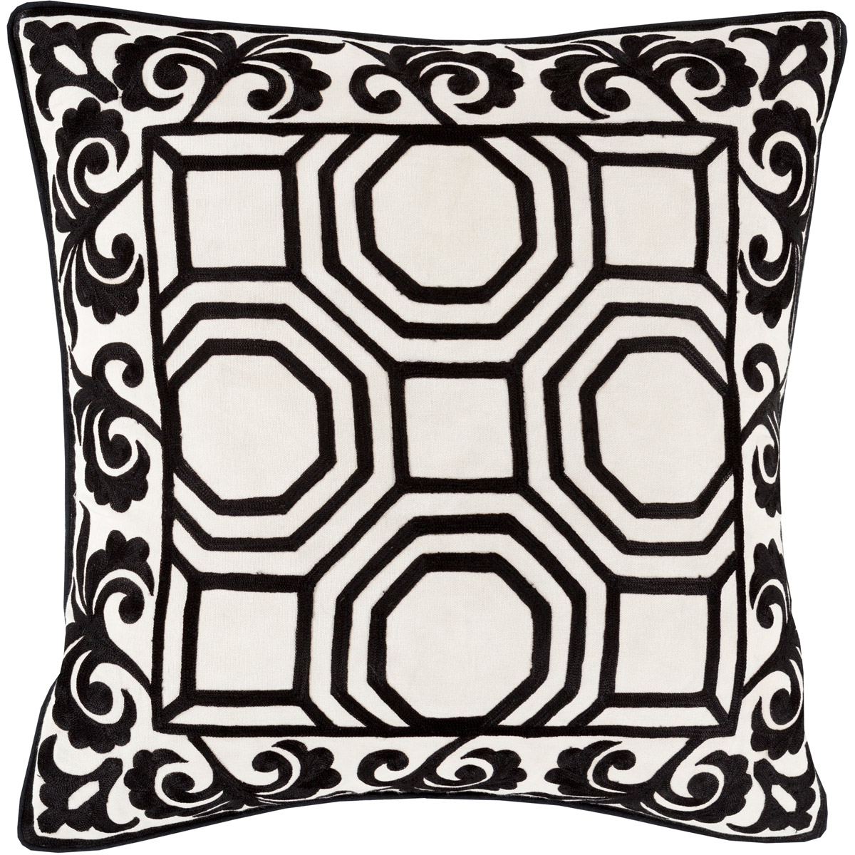 Surya BEL003-2222P Bel Ami 22 inch Black, Beige Pillow Kit