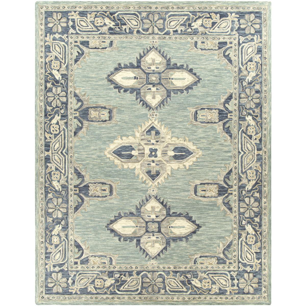Surya BFT1000-810 Bonifate 120 X 96 inch Pale Blue/Blue/Dark Blue/Ivory/Light Beige/Olive Handmade Rug in 8 x 10, Rectangle