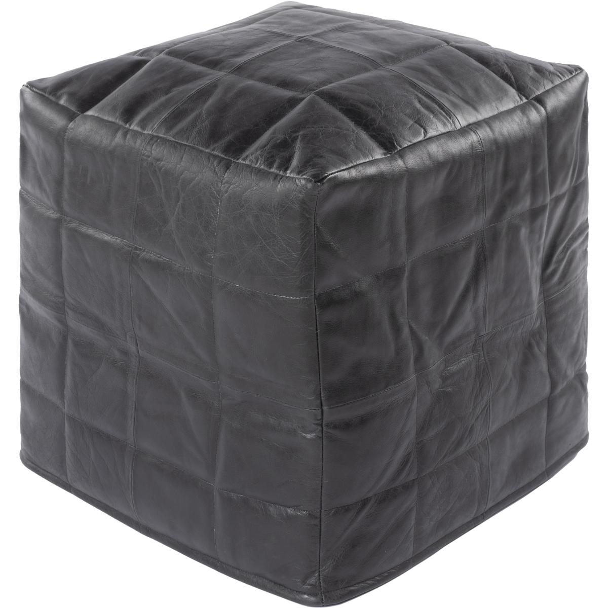 Surya BIPF003-181818 Barrington 18 inch Black Pouf, Cube